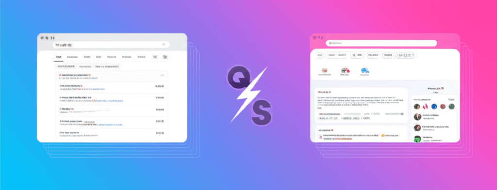 Split-screen comparison of Google Ads and Meta Ads dashboards with a versus symbol